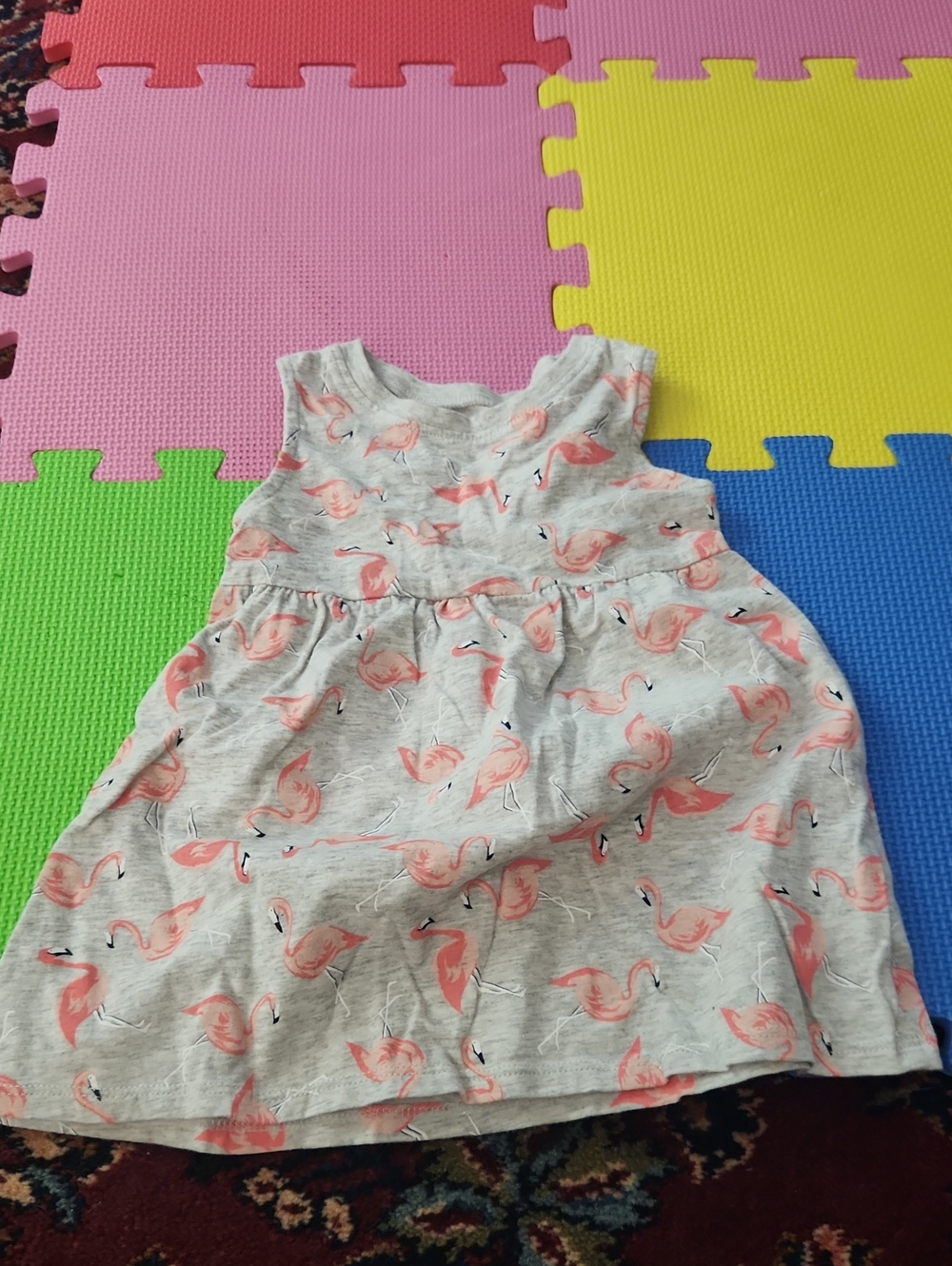Old Navy Gray Dress with Pink Flamingo Print